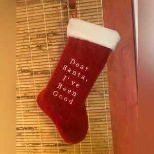 Red Christmas Stocking with White Trim